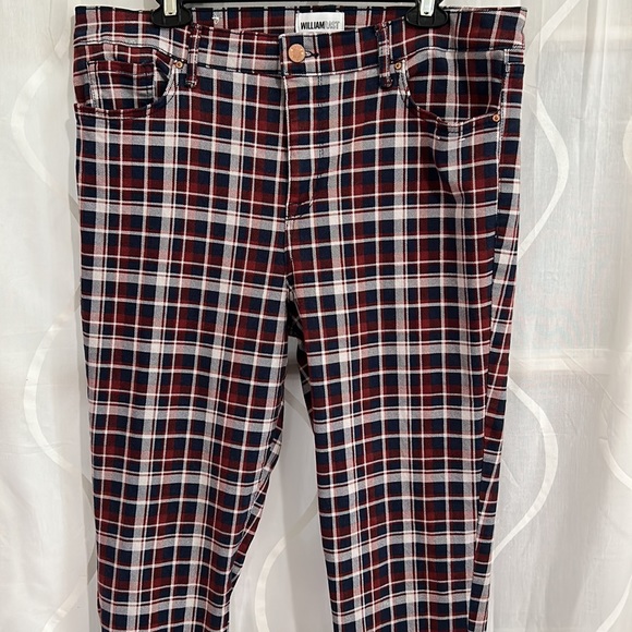 William Rast, High Rise, Skinny, Navy & Burgundy Plaid Pants, Size 32 - Picture 2 of 5